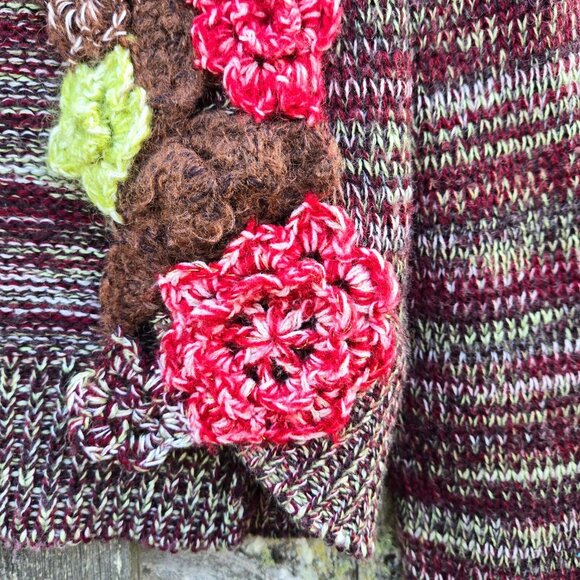 Y2K Shrug Cardigan Womens S Crochet flowers Fairy Cottage Grunge Boho Rave - Picture 3 of 8